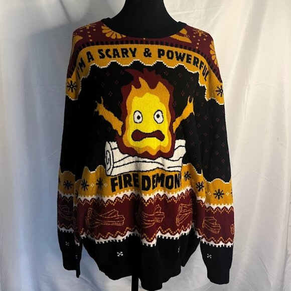 BoxLunch Sweaters - Studio Ghibli Howl's Moving Castle Calcifer Scary & Powerful Holiday Sweater
